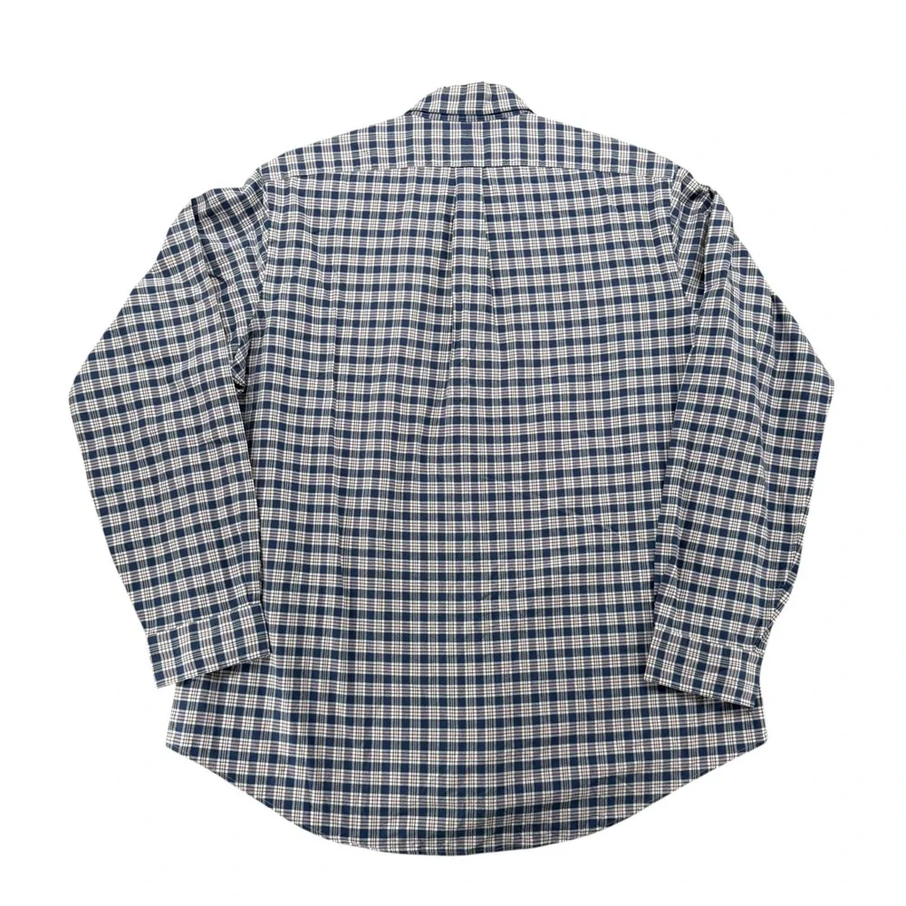 Polo Ralph Lauren Mens XL Classic Fit Plaid Button Down Shirt Navy Blue Cotton